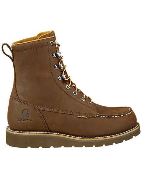 Image #2 - Carhartt Men's 8" Waterproof Lace-Up Work Boots - Moc Toe, Dark Brown, hi-res