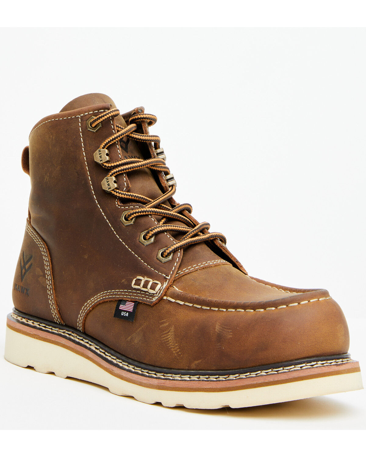 Image #1 - Hawx Men's 6" USA Wedge Redesigned Work Boots - Composite Toe, Dark Brown, hi-res