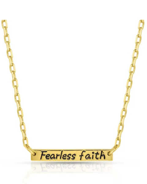 Montana Silversmiths Women's Fearless Faith Bar Necklace, Silver, hi-res