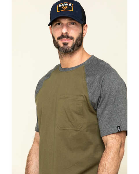 Image #5 - Hawx Men's Olive Midland Short Sleeve Baseball Work T-Shirt , Olive, hi-res
