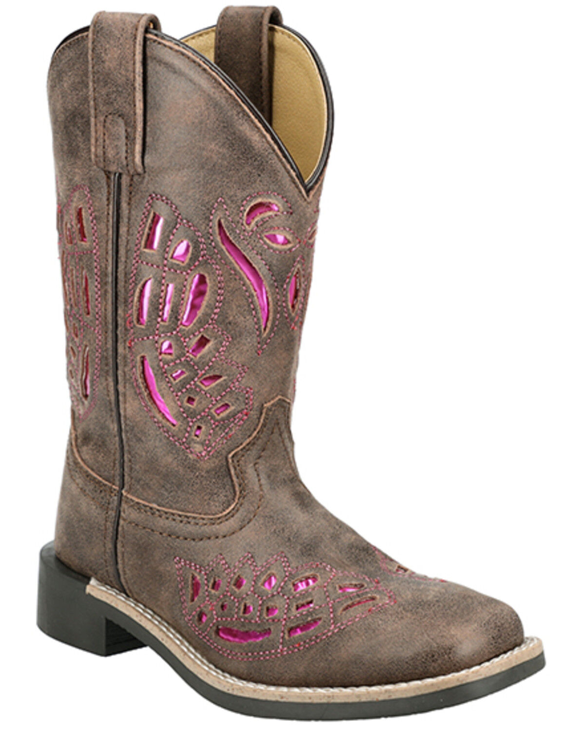 Image #1 - Smoky Mountain Little Girls' Trixie Western Boots - Broad Square Toe, Brown, hi-res