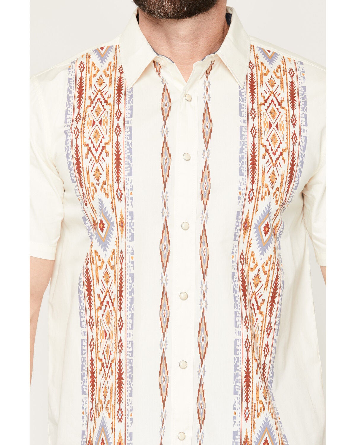 Image #3 - Moonshine Spirit&reg; Men's Mojave Southwestern Stripe Print Short Sleeve Snap Western Shirt, Ivory, hi-res