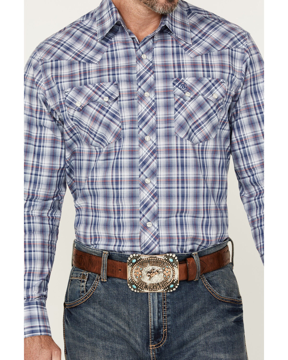Image #3 - Wrangler Retro Men's Plaid Print Long Sleeve Snap Western Shirt, , hi-res