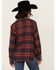 Image #4 - Shyanne Women's Embellished Plaid Print Long Sleeve Snap Western Shirt, Navy, hi-res