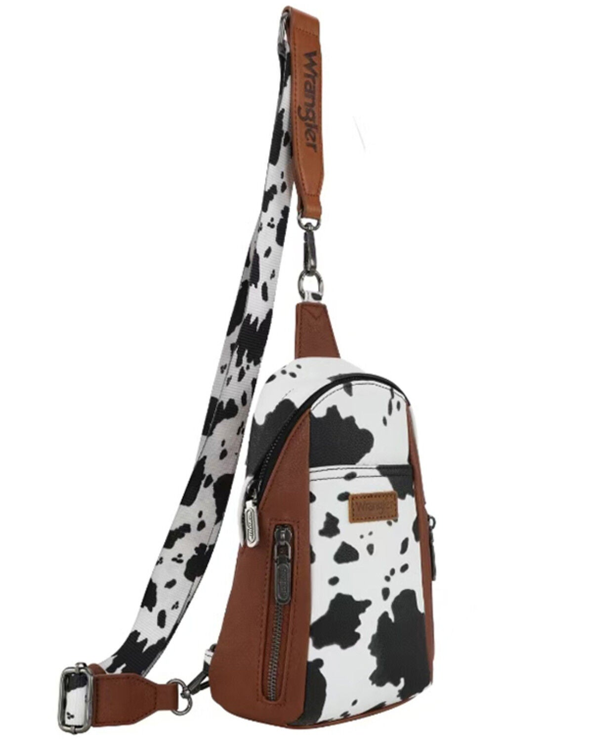 Image #3 - Wrangler Women's Boot Barn Exclusive Daisy Cow Print Sling Bag, Brown, hi-res
