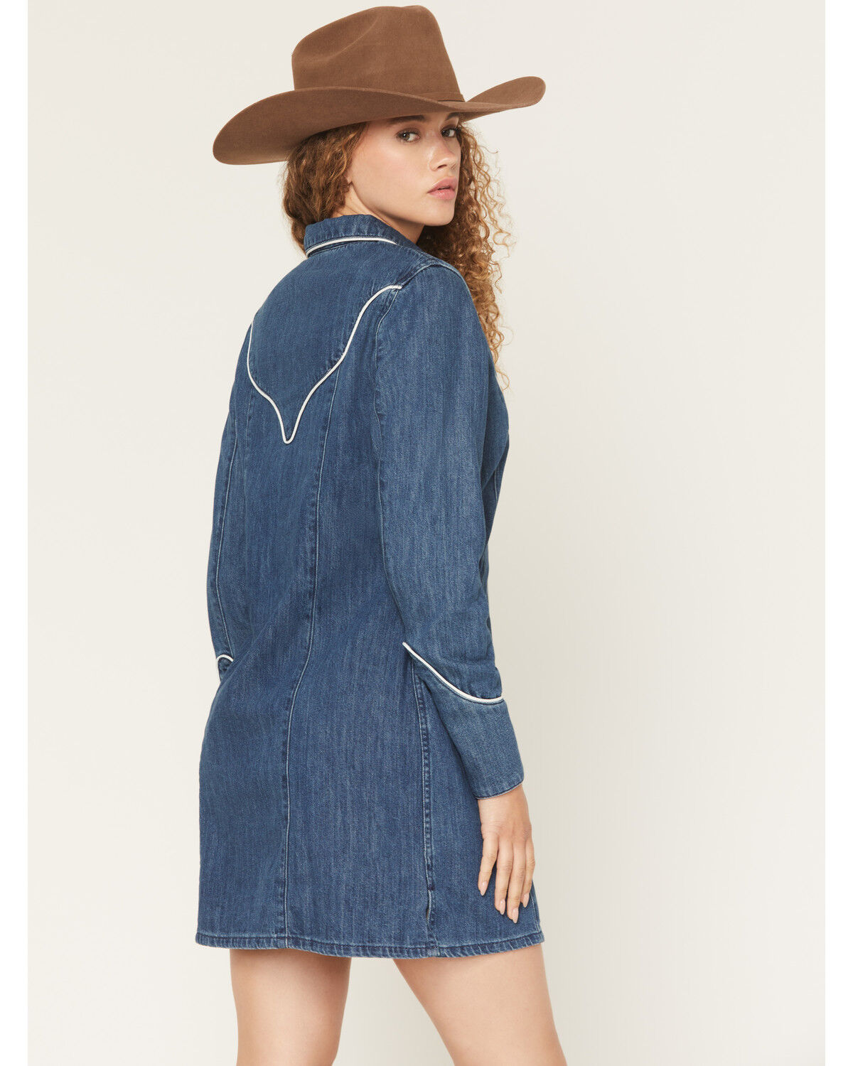 Image #4 - Wrangler Women's Western Long Sleeve Snap Mini Denim Dress, Dark Wash, hi-res