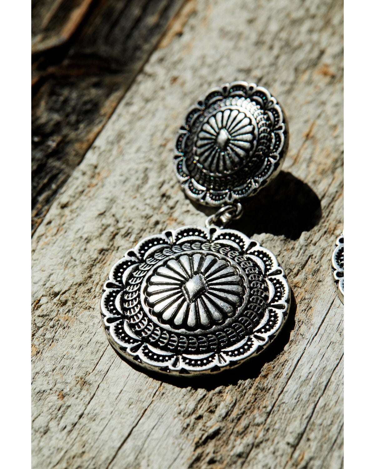 Image #2 - Idyllwind Women's Bristol Double Concho Earrings, Silver, hi-res