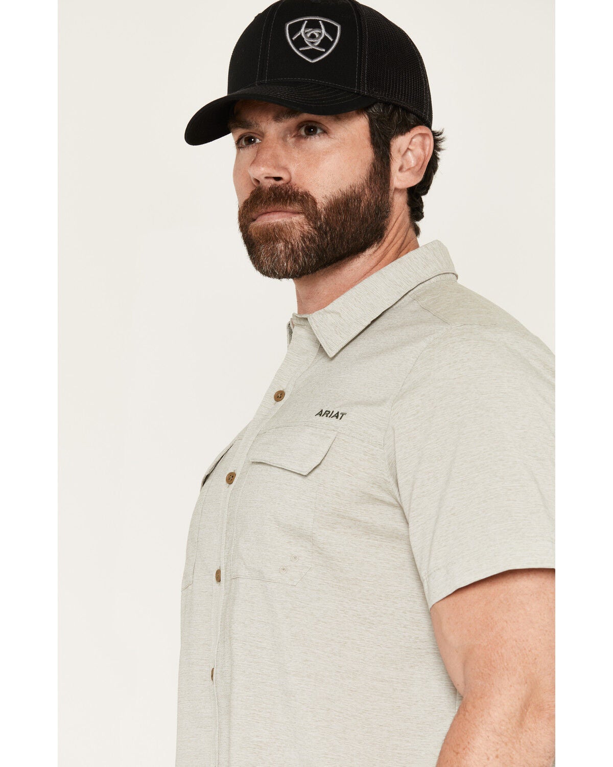 Image #2 - Ariat Men's VentTek Solid Short Sleeve Button-Down Performance Western Shirt, Tan, hi-res