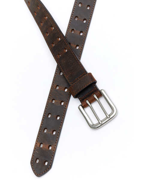 Image #2 - Hawx® Men's Double Perforated Work Belt, Brown, hi-res