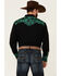Image #4 - Scully Men's Embroidered Gunfighter Long Sleeve Pearl Snap Western Shirt, Black, hi-res