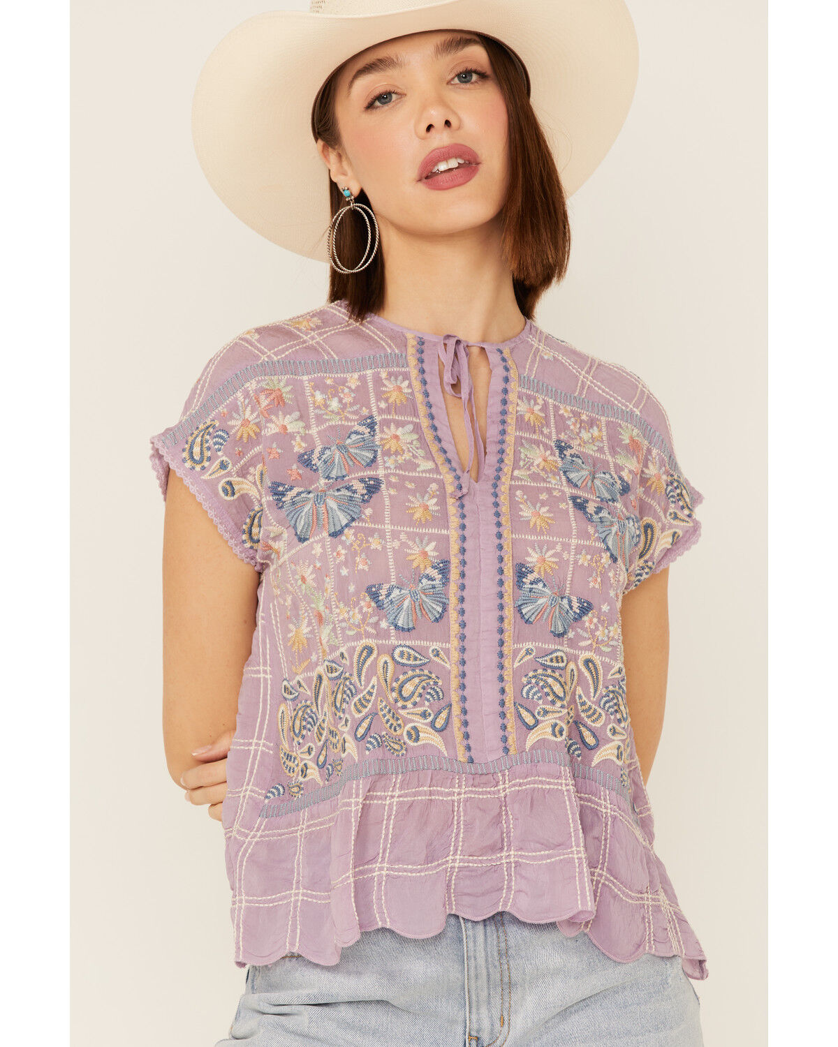 Image #3 - Johnny Was Women's Paise Blouse, Lavender, hi-res
