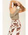 Jolt Women's One-Shoulder Ruffle Crop Top, Olive, hi-res