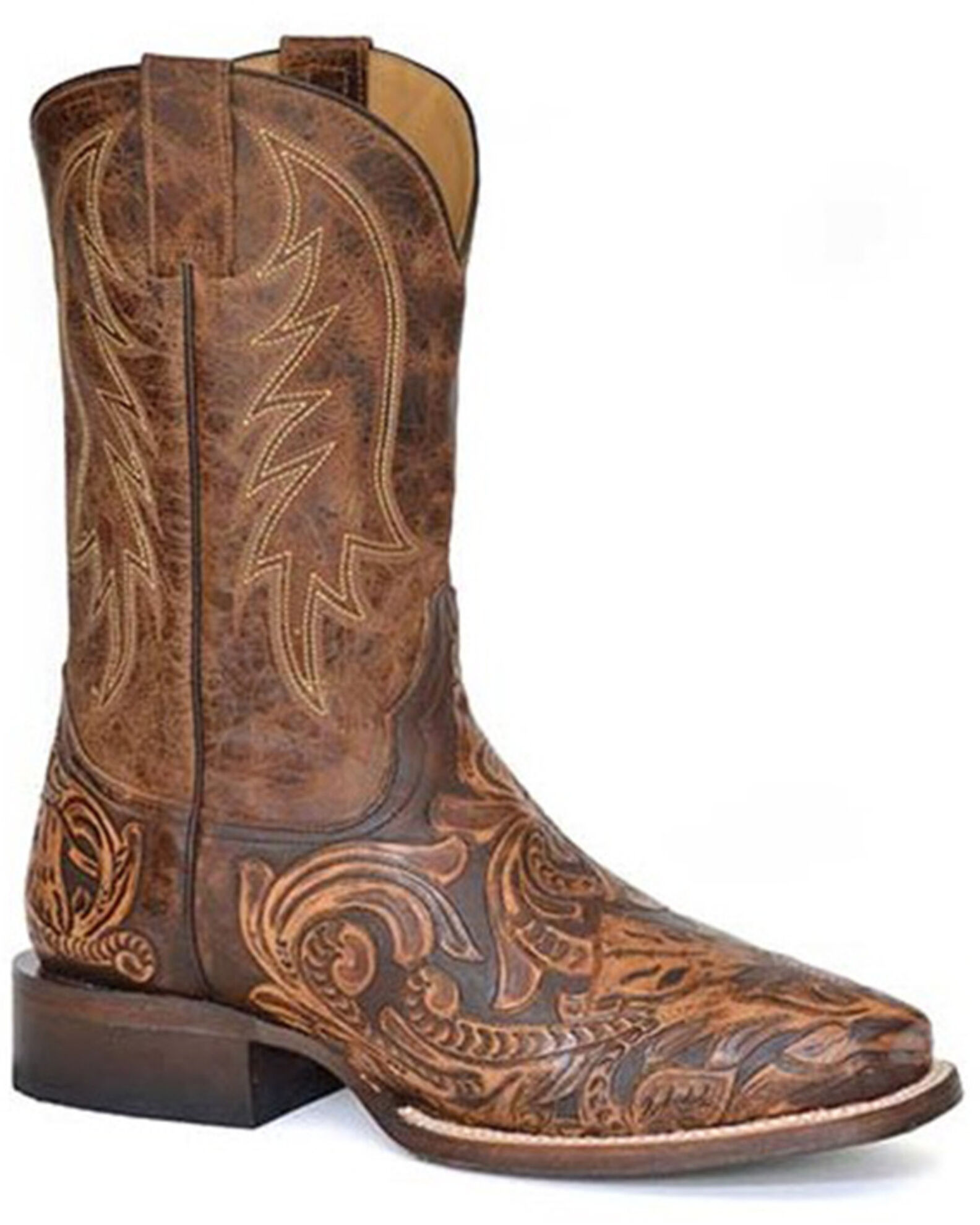 Stetson Men s Handtooled Legend Western Boots Square Toe Sheplers
