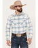 Image #1 - Pendleton Men's Wyatt Plaid Print Long Sleeve Western Snap Shirt, Blue, hi-res