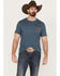 Image #1 - Wrangler Men's Original Denim Logo Short Sleeve Graphic T-Shirt, Heather Blue, hi-res