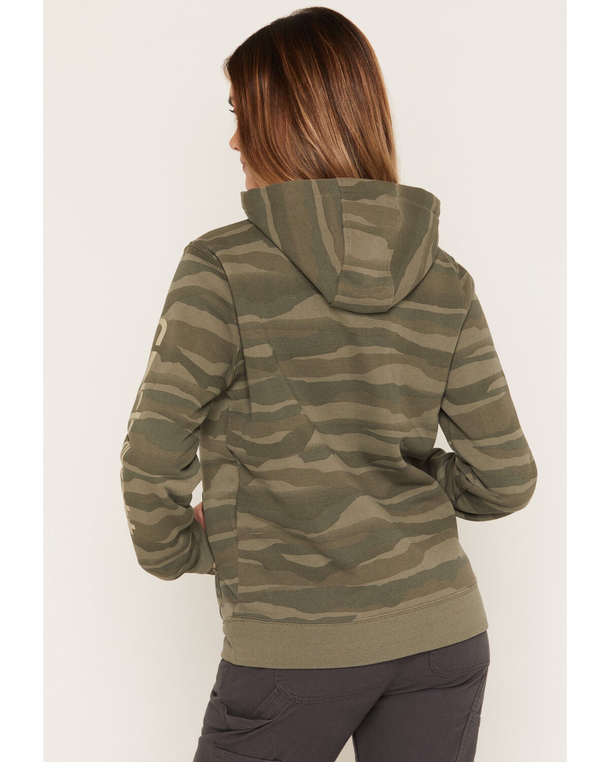 Image #4 - Carhartt Women's Marquette Camo Print Hoodie, Olive, hi-res