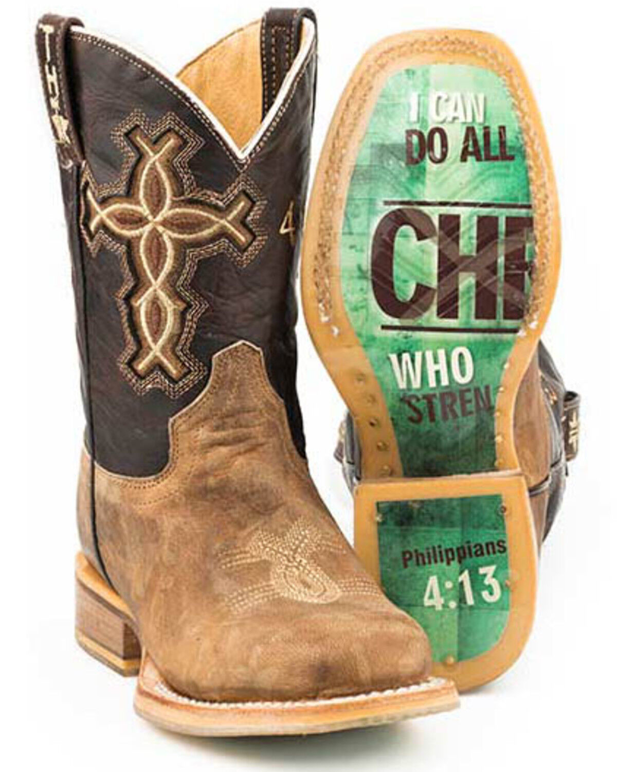 Image #1 - Tin Haul Boys' I Believe Western Boots - Square Toe, Tan, hi-res