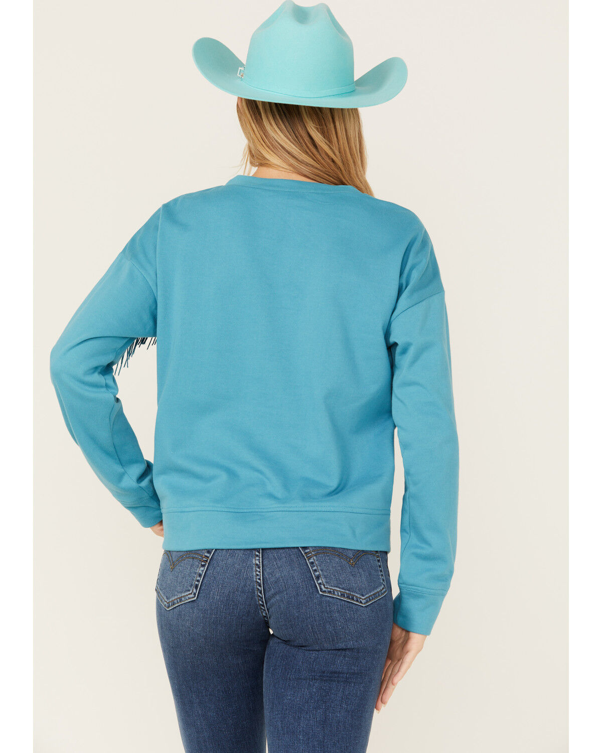 Image #4 - Roper Women's Fringe Fleece Pullover, Turquoise, hi-res