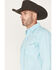 Image #2 - Rough Stock by Panhandle Men's Micro Stripe Stretch Long Sleeve Pearl Snap Shirt, Turquoise, hi-res