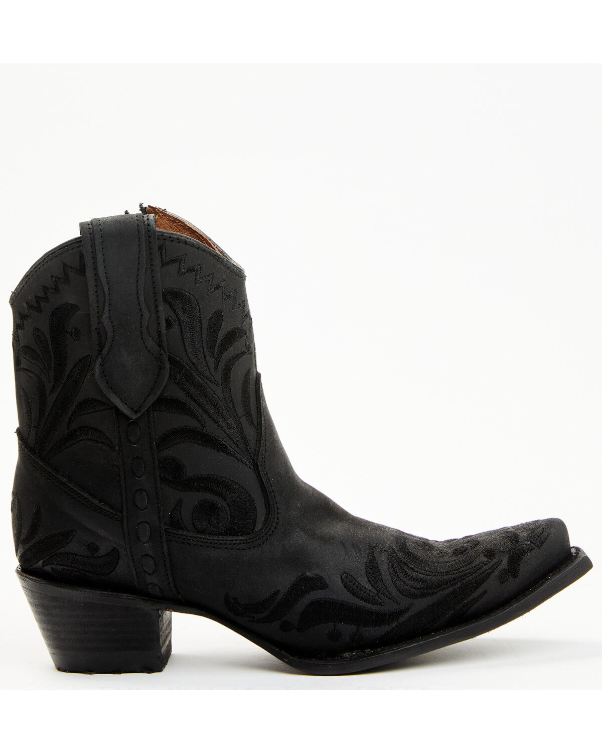 Image #2 - Circle G Women's Embroidered Booties - Snip Toe, Black, hi-res