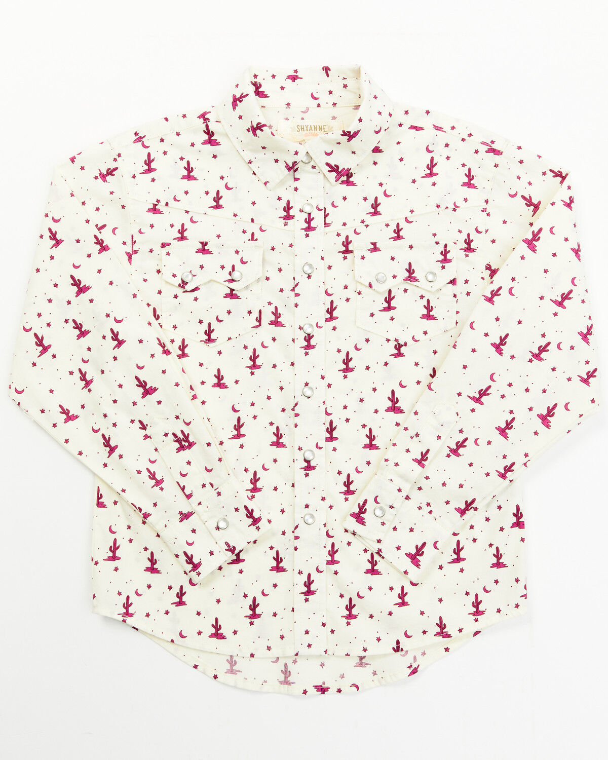 Image #1 - Shyanne Toddler Girls' Cactus Print Long Sleeve Pearl Snap Shirt, Ivory, hi-res