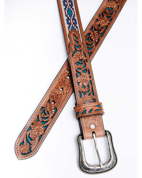 Image #2 - Cody James Men's Multicolor Cross Stitch Western Belt, Chocolate, hi-res