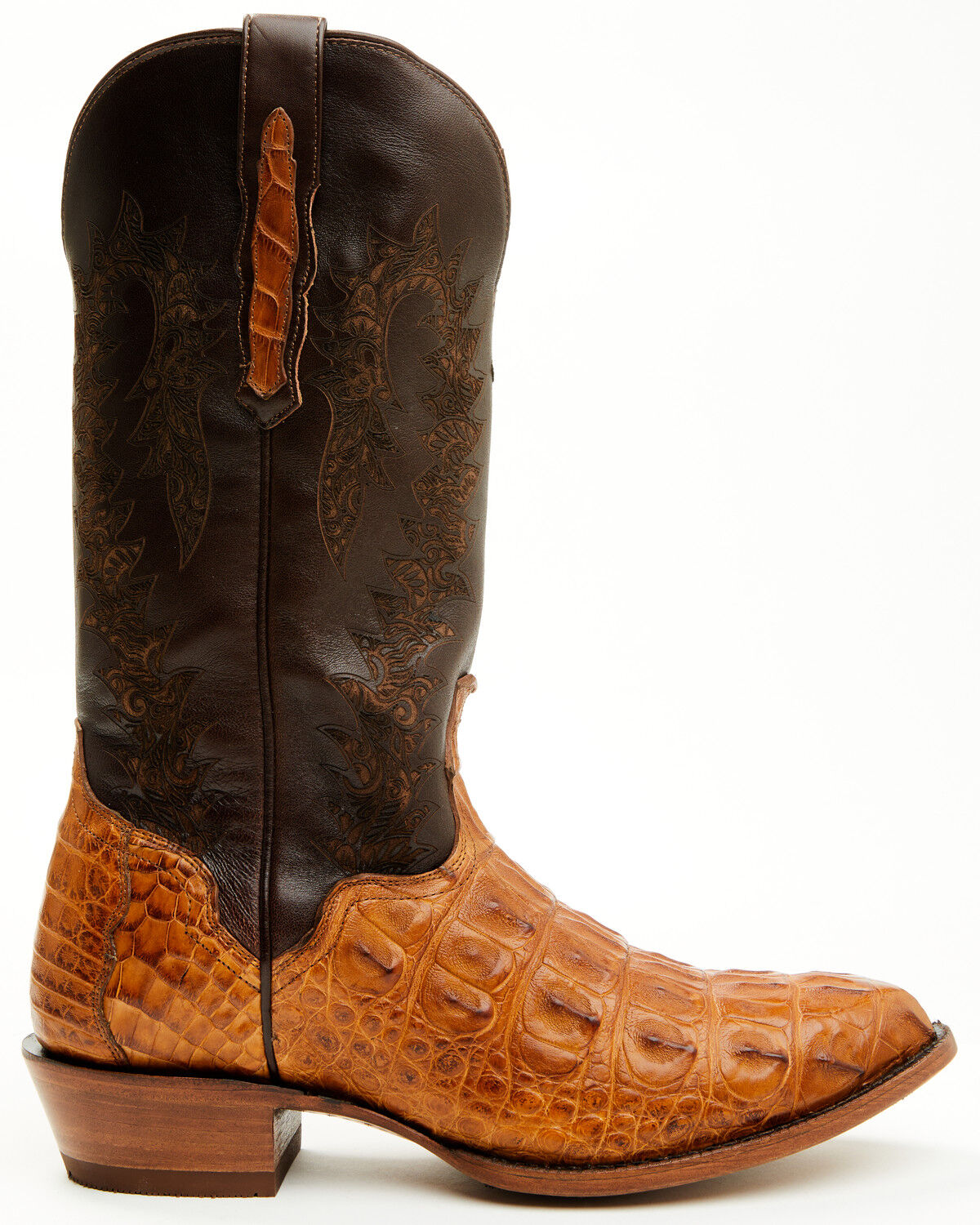 Image #2 - El Dorado Men's Exotic American Alligator Western Boots - Round Toe, Brass, hi-res