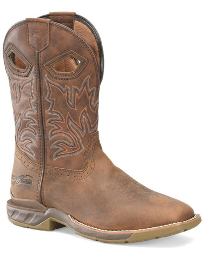 Double H Men's Phantom Rider Roper Pull-On Work Boots - Square Toe, Brown, hi-res