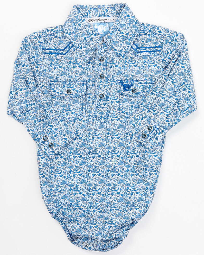 Cowboy Hardware Infant-Boys' Paisley Long Sleeve Snap Onesie , Blue, hi-res