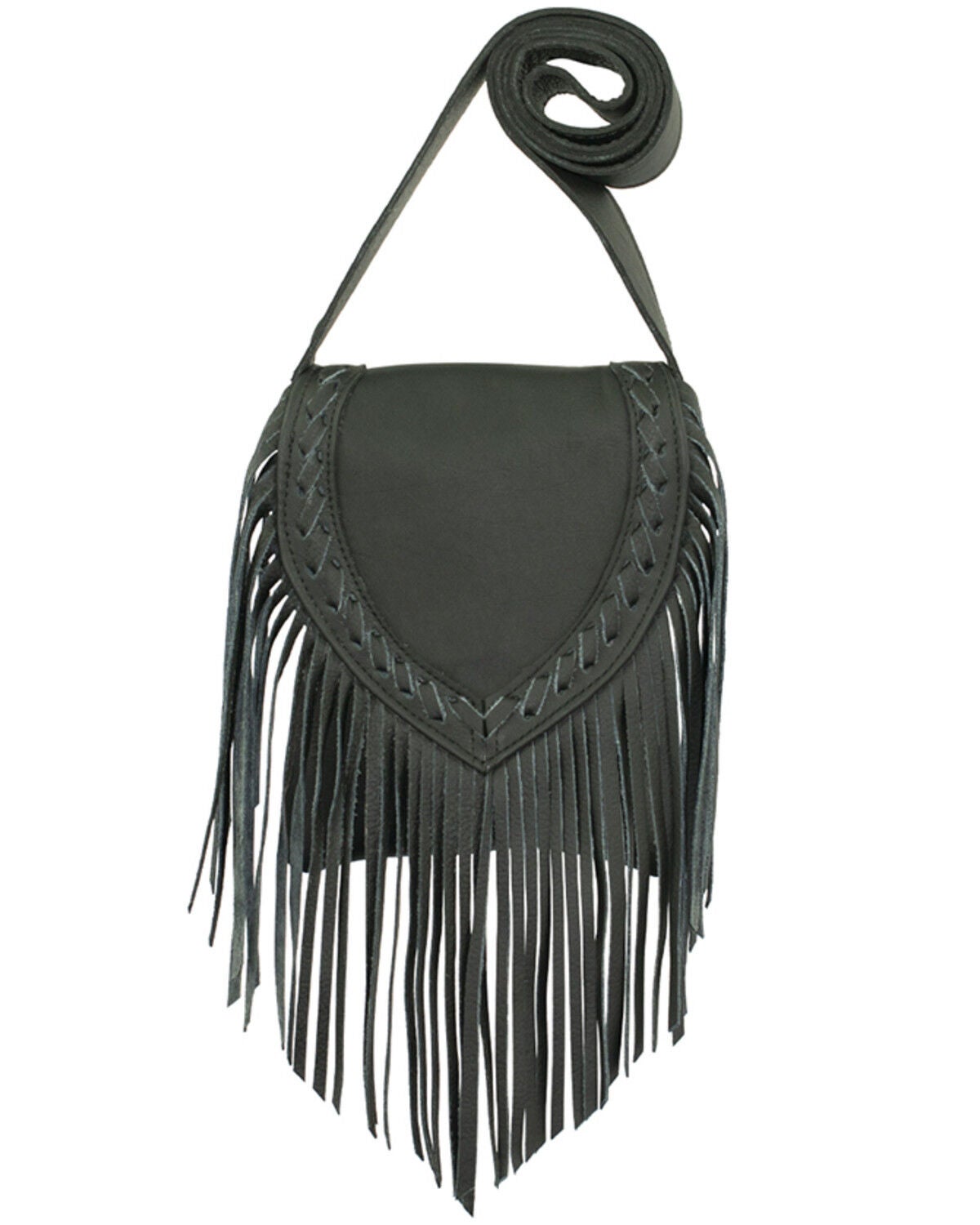 American West Women's Fringe Saddle Crossbody, Black, hi-res