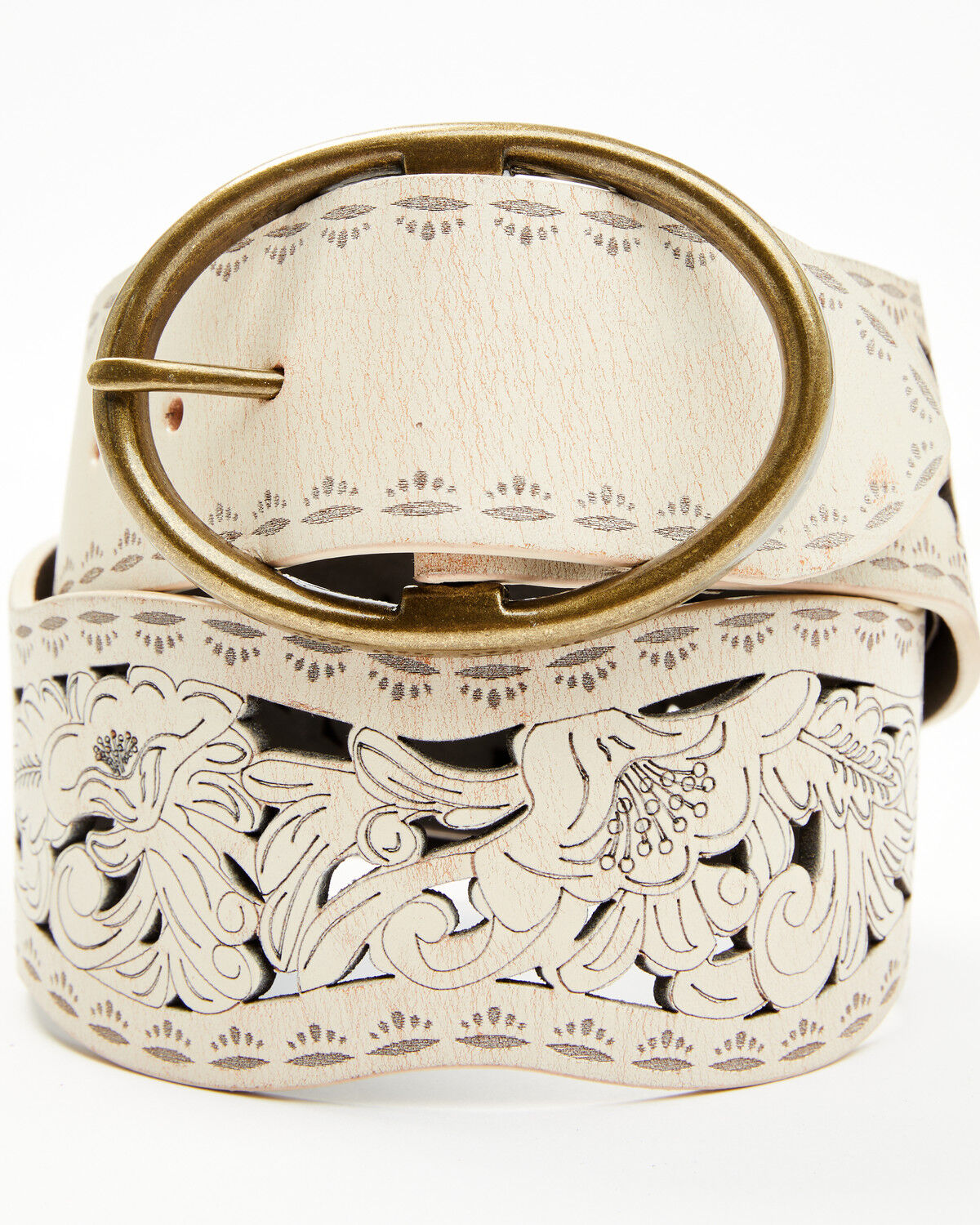 Image #1 - Shyanne Women's Scalloped Floral Cut Out Waist Belt, Off White, hi-res