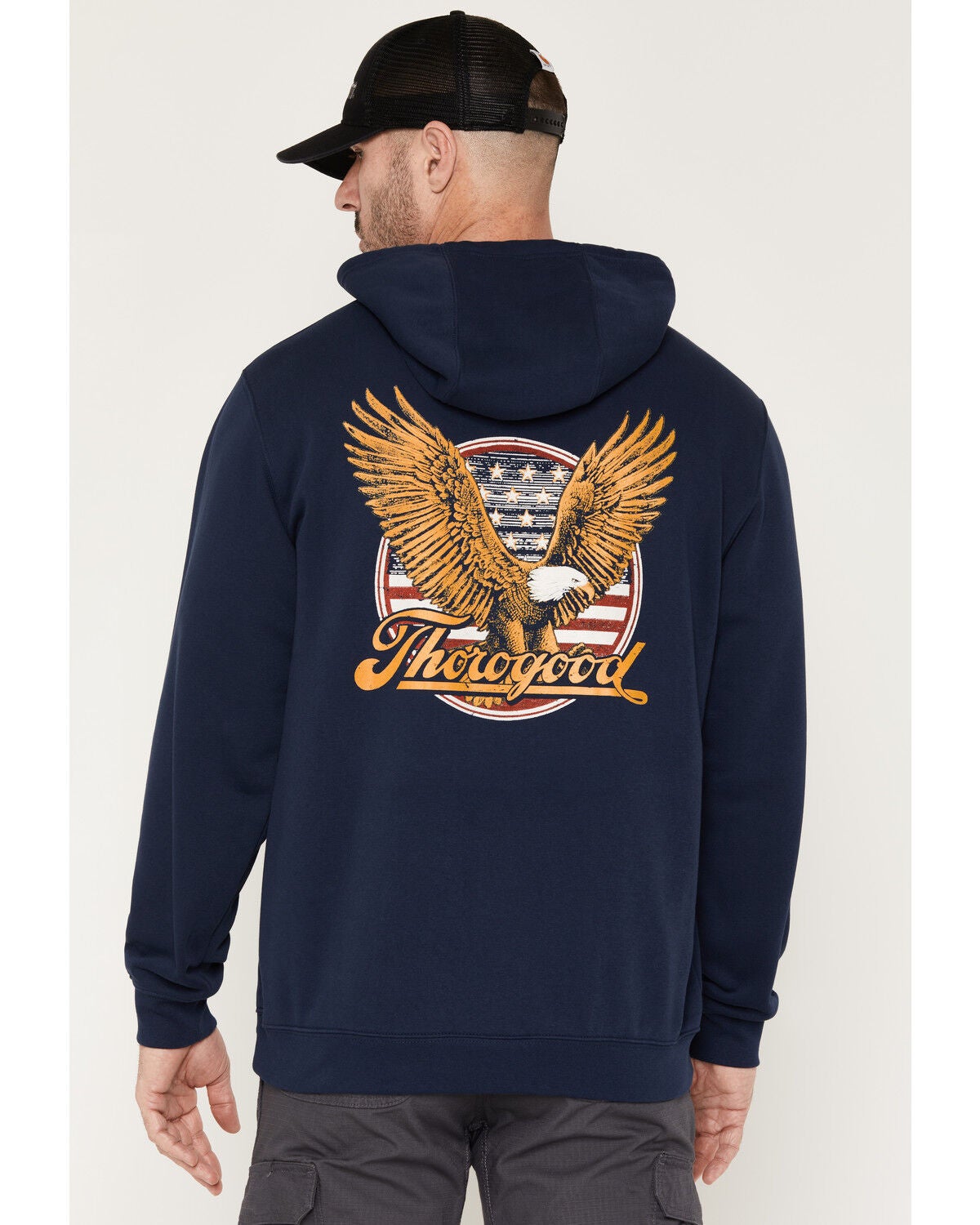 Thorogood Men's Freedom Eagle Graphic Hooded Sweatshirt, Navy, hi-res