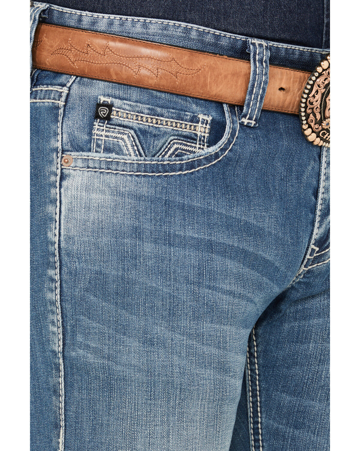 Image #4 - Rock & Roll Denim Men's Rifle Medium Vintage Wash Skinny Stretch ReFlex Denim Jeans, Medium Wash, hi-res