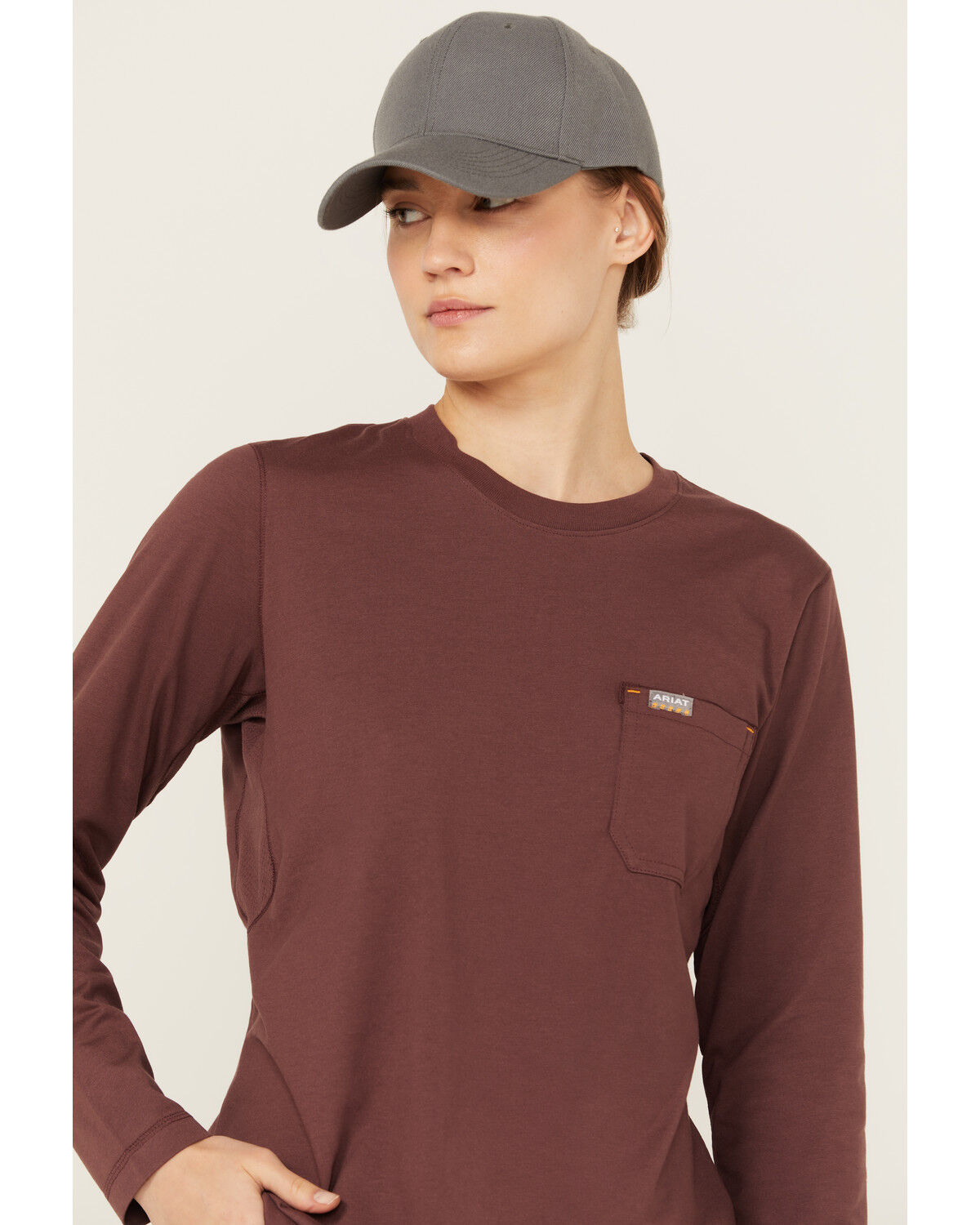 Image #2 - Ariat Women's Rebar Workman Reflective Flag Long Sleeve Tee, Purple, hi-res
