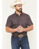 Image #1 - Gibson Trading Co Men's Polka Micro Geo Print Short Sleeve Button-Down Stretch Western Shirt, Navy, hi-res