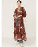 Flying Tomato Women's Floral Print Patchwork Duster Dress, Burgundy, hi-res