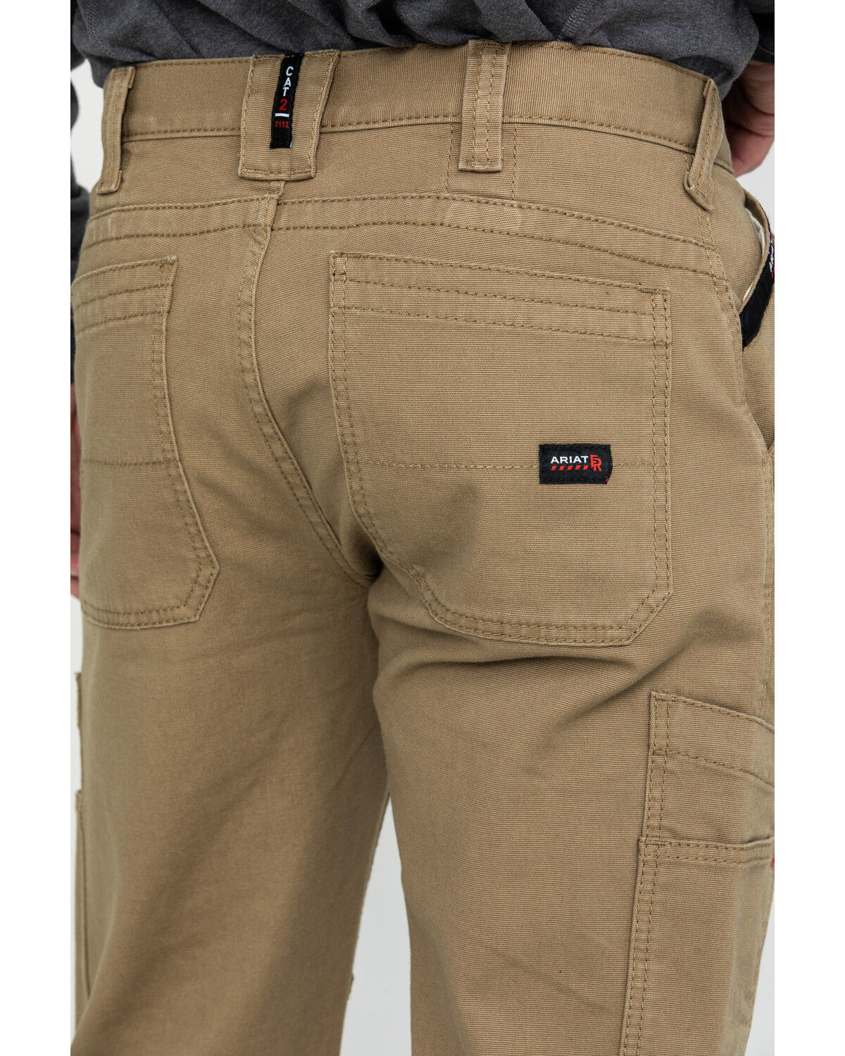 Image #4 - Ariat Men's FR M5 Duralight Stretch Canvas Straight Work Pants, Beige/khaki, hi-res