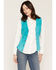 Image #1 - Scully Women's Suede Snap Front Vest, Teal, hi-res