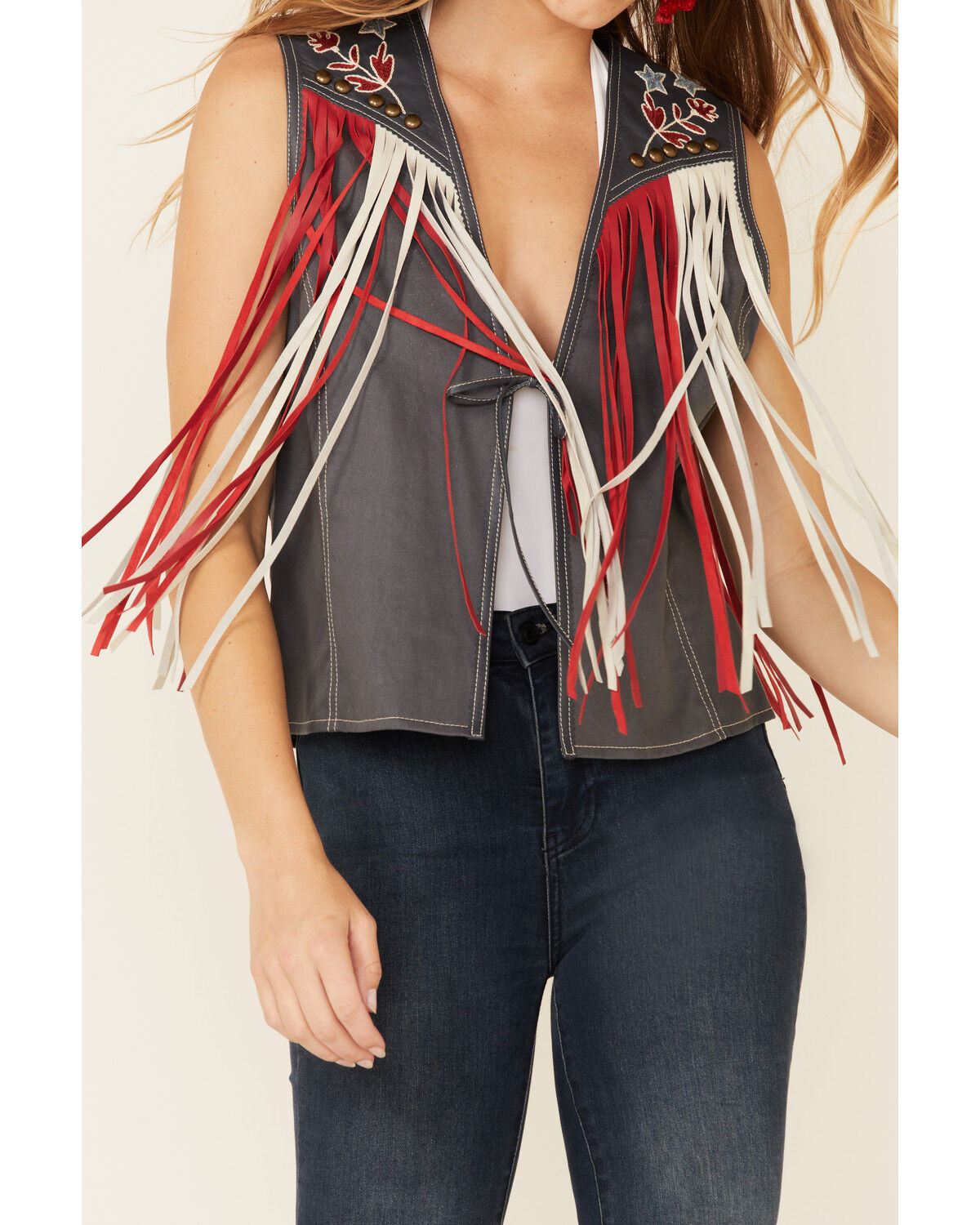 Image #3 - Double D Ranch Women's Indigo Eagle Live Tie-Front Vest, Indigo, hi-res