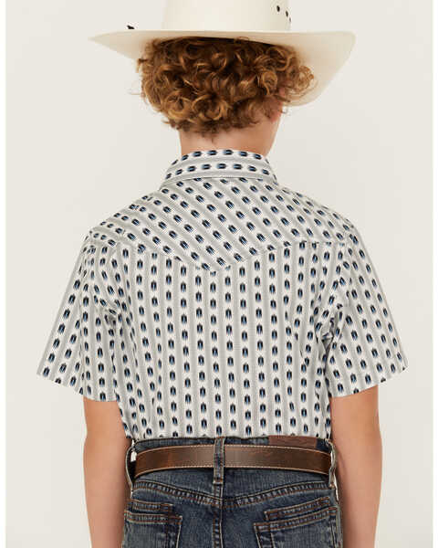 Image #4 - Cody James Boys' Printed Striped Short Sleeve Snap Western Shirt, White, hi-res