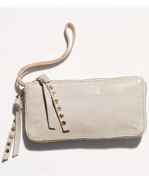 Free People Women's Distressed Leather Wristlet Wallet , Cream, hi-res