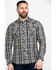Rock & Roll Denim Men's Teal Washed Yarn Dye Plaid Short Sleeve Western Shirt  , Teal, hi-res