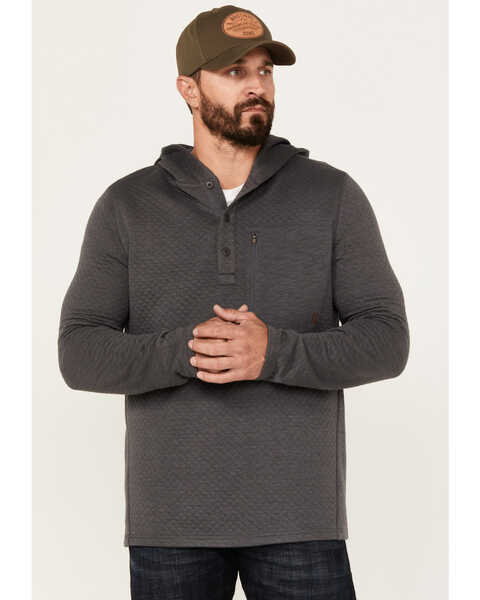 Image #1 - Brothers and Sons Men's Quilted Button-Down Hooded Pullover, Charcoal, hi-res