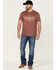 Wrangler Men's Heathered Yellowstone Dutton Ranch Graphic T-Shirt , Burgundy, hi-res