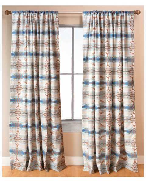 Image #1 - Carstens Home Stack Rock Southwestern Curtain Panel - 2-Piece, Blue, hi-res