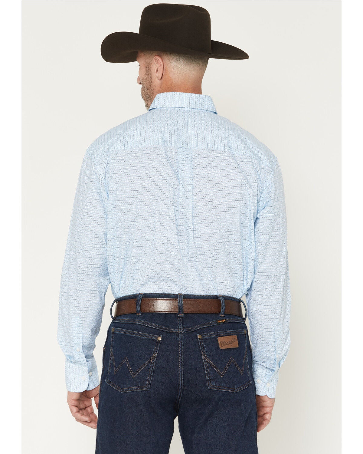 Image #4 - Wrangler Men's Geo Print Long Sleeve Button-Down Stretch Western Shirt - Tall, Blue, hi-res