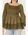 Nostalgia Women's Crochet Trim Off The Shoulder Long Sleeve Blouse, Olive, hi-res