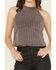 Image #3 - Blue B Women's Sleeveless Rhinestone Striped Halter Denim Top, Black, hi-res