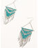 Idlyllwind Women's Silver & Turquoise Bluebell Leaf Fringe Earrings, Turquoise, hi-res