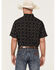 Panhandle Men's Performance Southwestern Diamond Print Short Sleeve Button Down Western Shirt , Black, hi-res